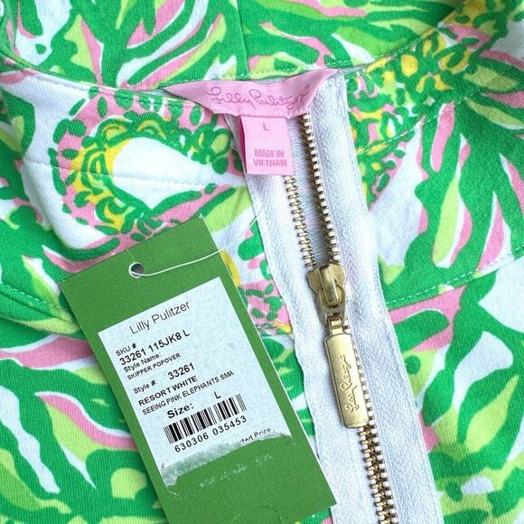 Lilly Pulitzer Skipper Pullover Top Seeing Pink Elephants Popover NWT Resortwear - Picture 7 of 10